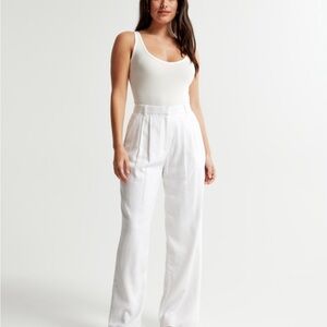 Curve Love A&F Sloane Tailored Linen-Blend Pant
